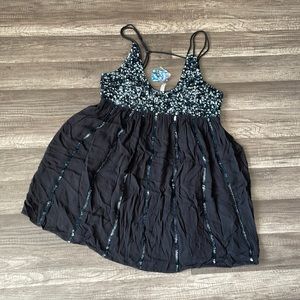 New Free People Black Sequin Mini Dress. Medium